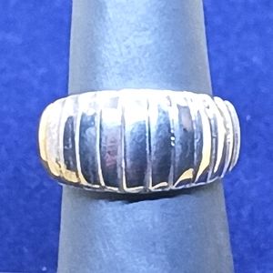 Bold Chunky Sterling Silver Domed Ribbed Ring